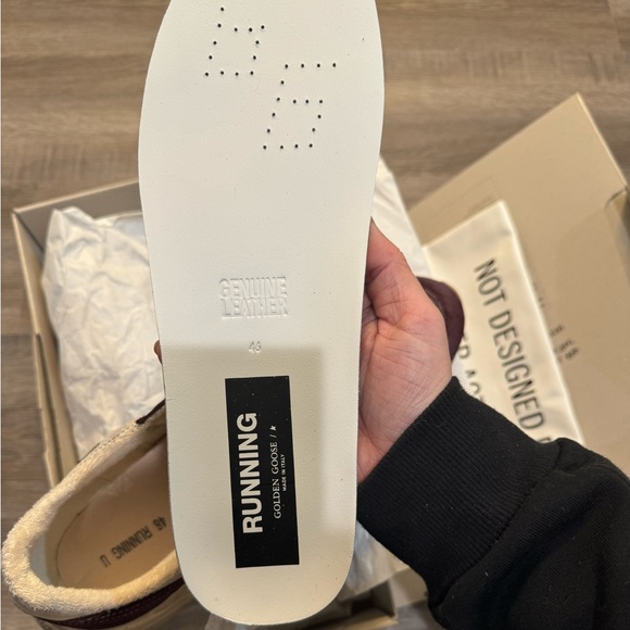 Golden Goose Running Sole Net Upper Shiny Suede Star Red Wine Silver Sneakers - Picture 10 of 14